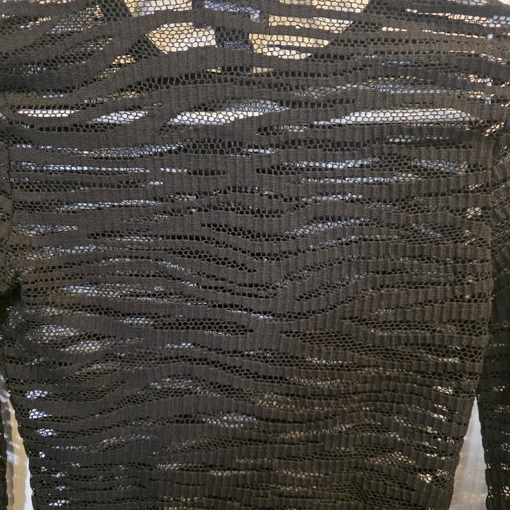 Just Polly Black Sheer Long Sleeve Top - Picture 5 of 6